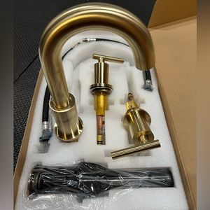 8 Inch Brushed Gold Bathroom Sink Faucet 3-Hole